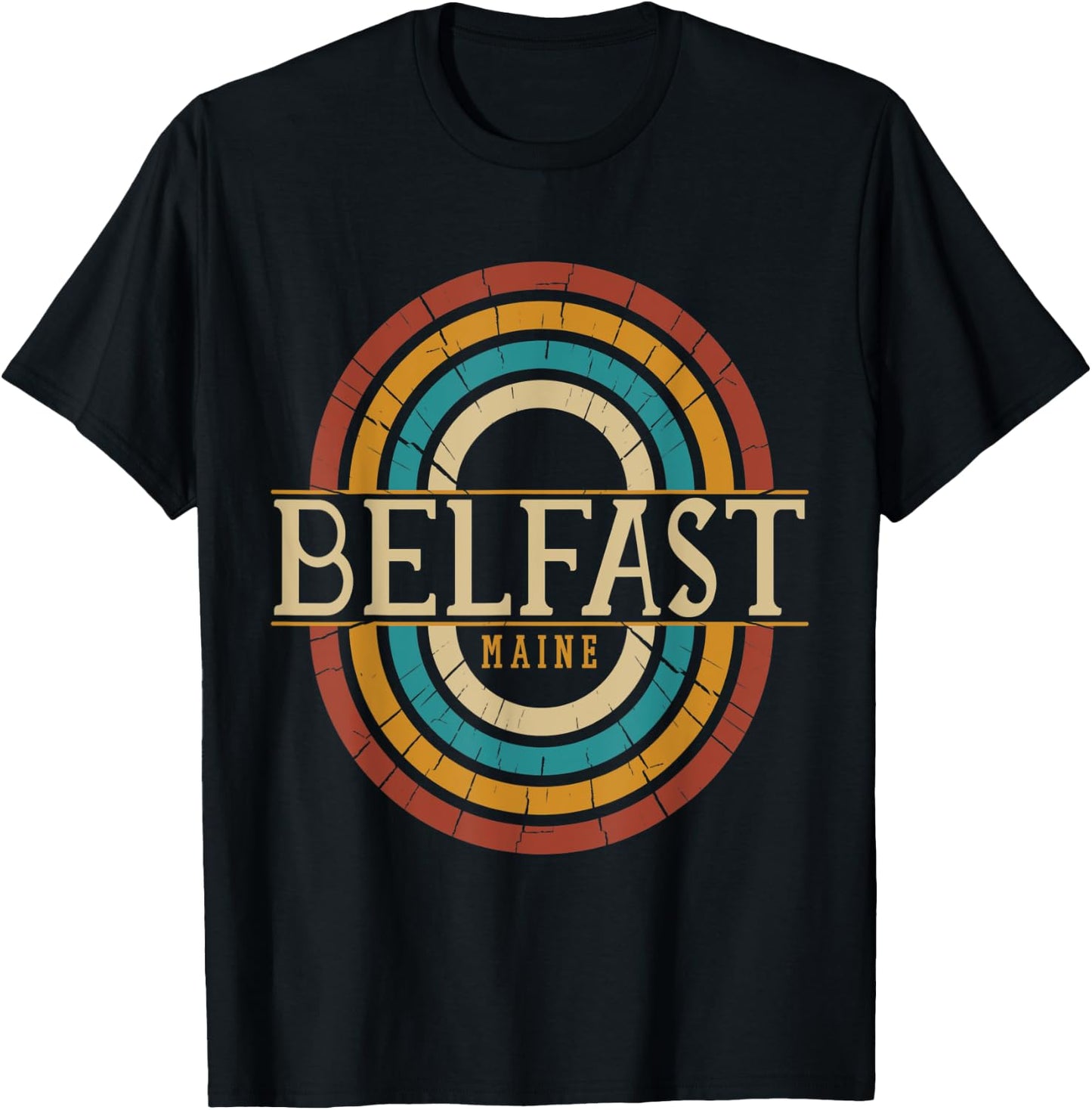 Vintage Retro Belfast Maine ME Women Men Souvenirs T-Shirt - T-Shirt | Black