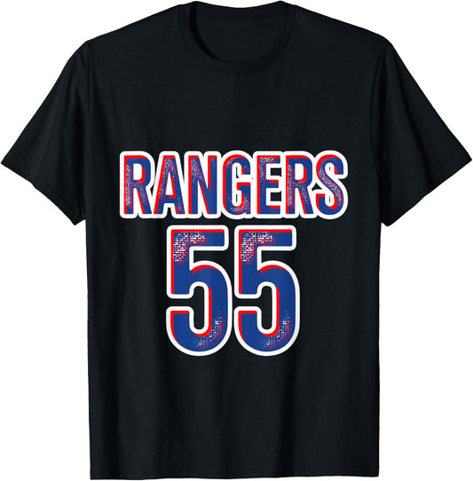 Rangers F.C. RFC 55th Scottish Premiership Winners Champion55 - Black, -Adults & Kids, Short Sleeve, Classic Fit, Small T-Shirt - T-Shirt | Black