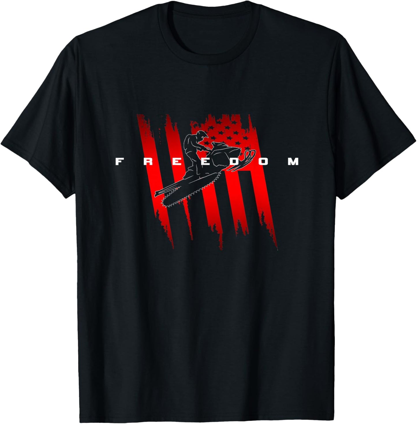 American Flag Snowmobile Apparel - Snowmobile T-Shirt - T-Shirt | Black