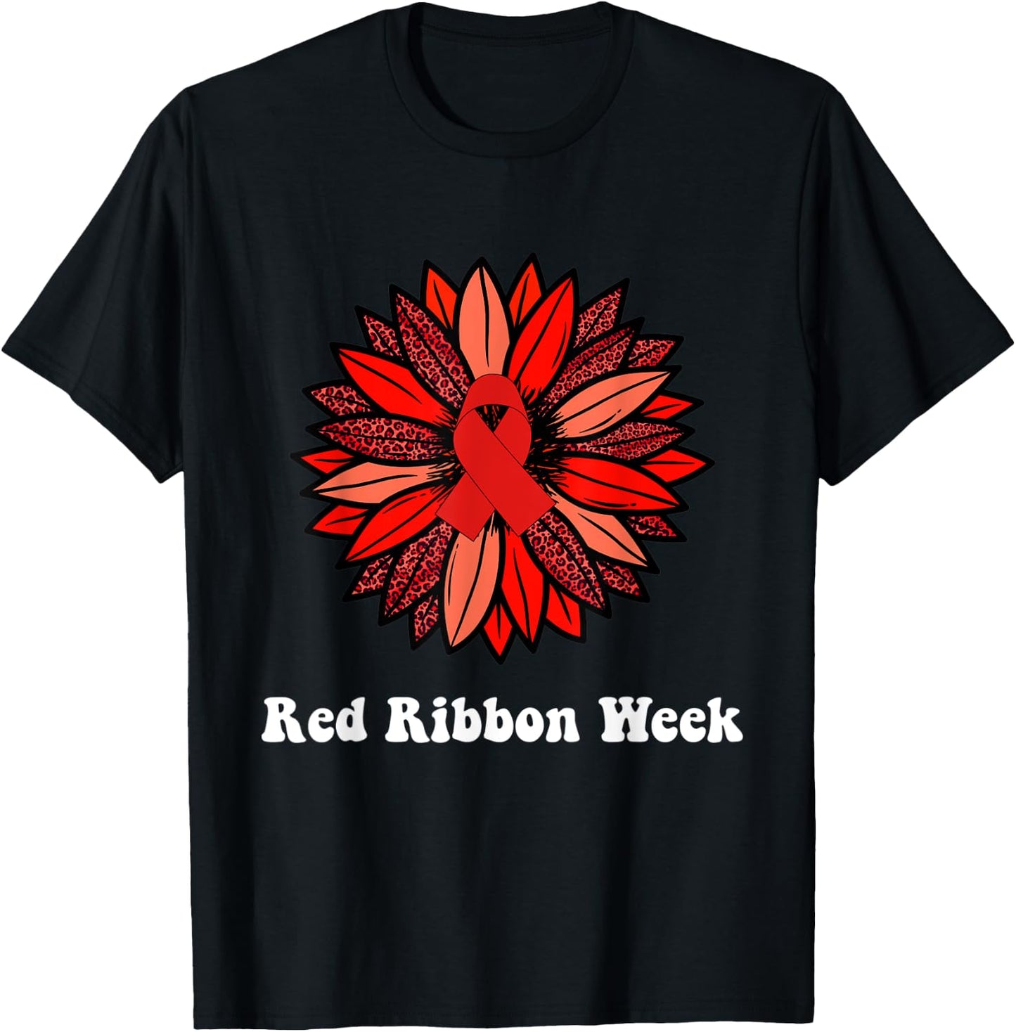 Red Ribbon Week Shirt Red Ribbon Sunflower Red Ribbon Week T-Shirt - T-Shirt | Black