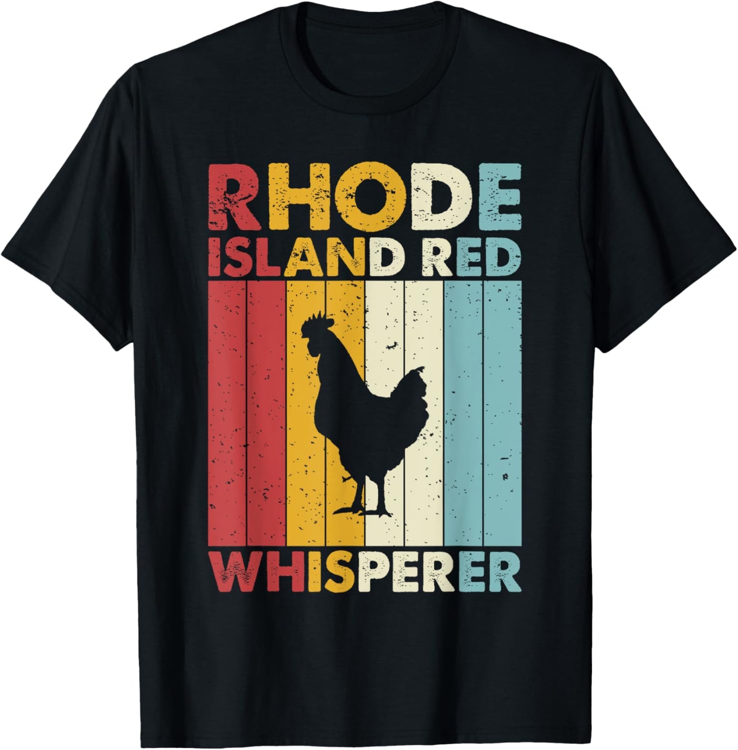 Chicken Dad Mom Whisperer - Farmer Vintage Rhode Island Red T-Shirt - T-Shirt | Black