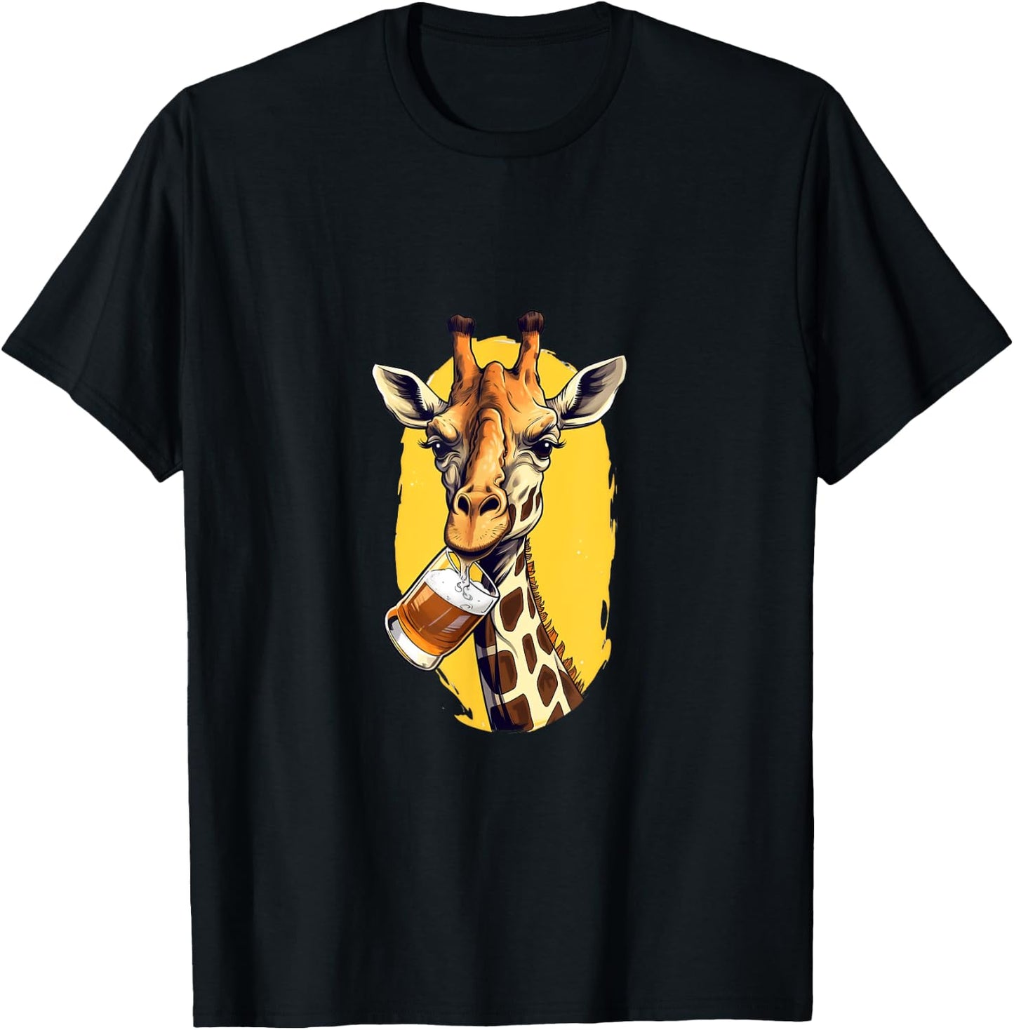 Giraffe Drinking Beer Funny Beer Drinker Safari Zoo Animal T-Shirt - T-Shirt | Black
