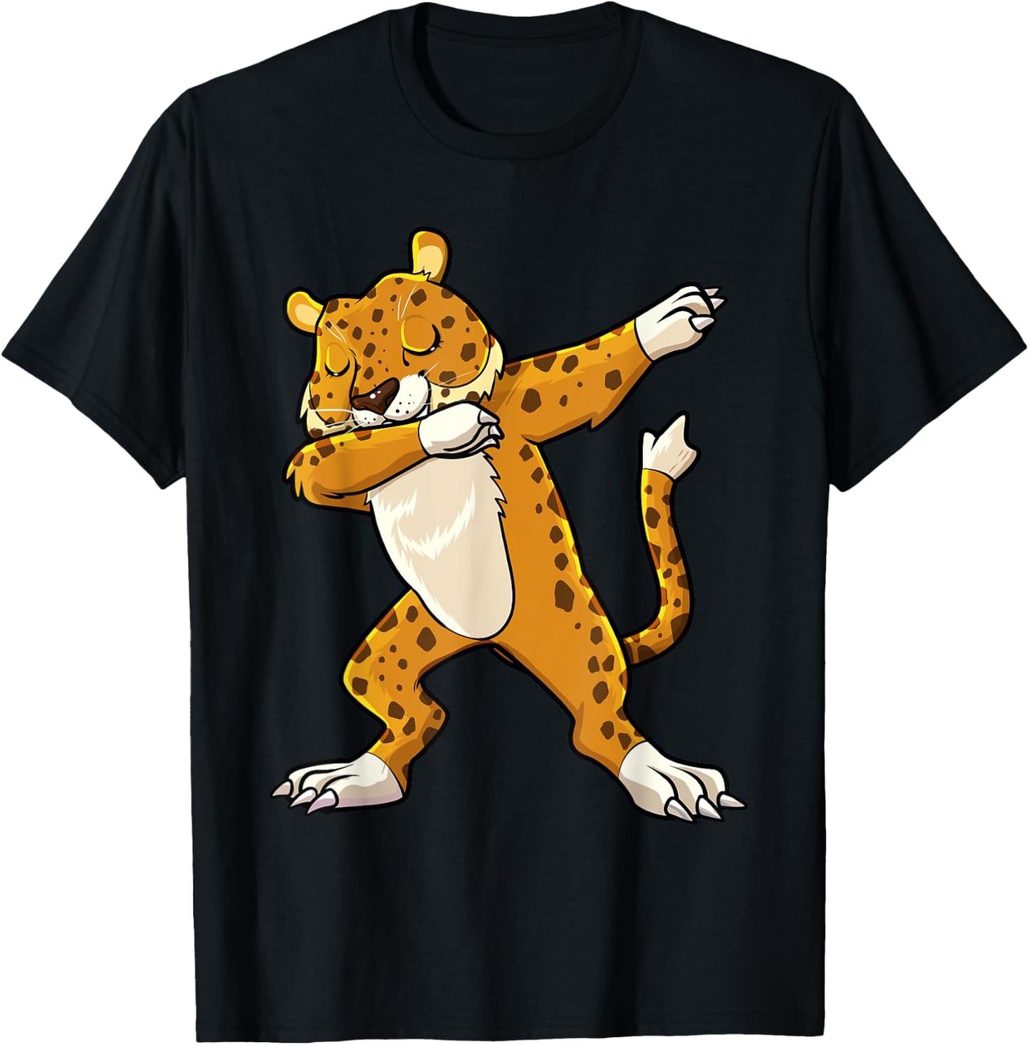 Dabbing Jaguar Safari Animal Cat Lover Men Women Kids T-Shirt - T-Shirt | Black