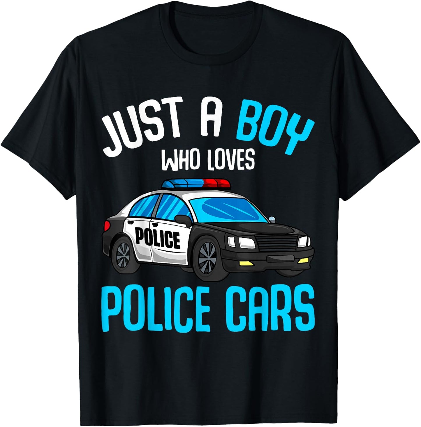 Just a Boy who loves Police Cars Officer Policeman Kids T-Shirt - T-Shirt | Black