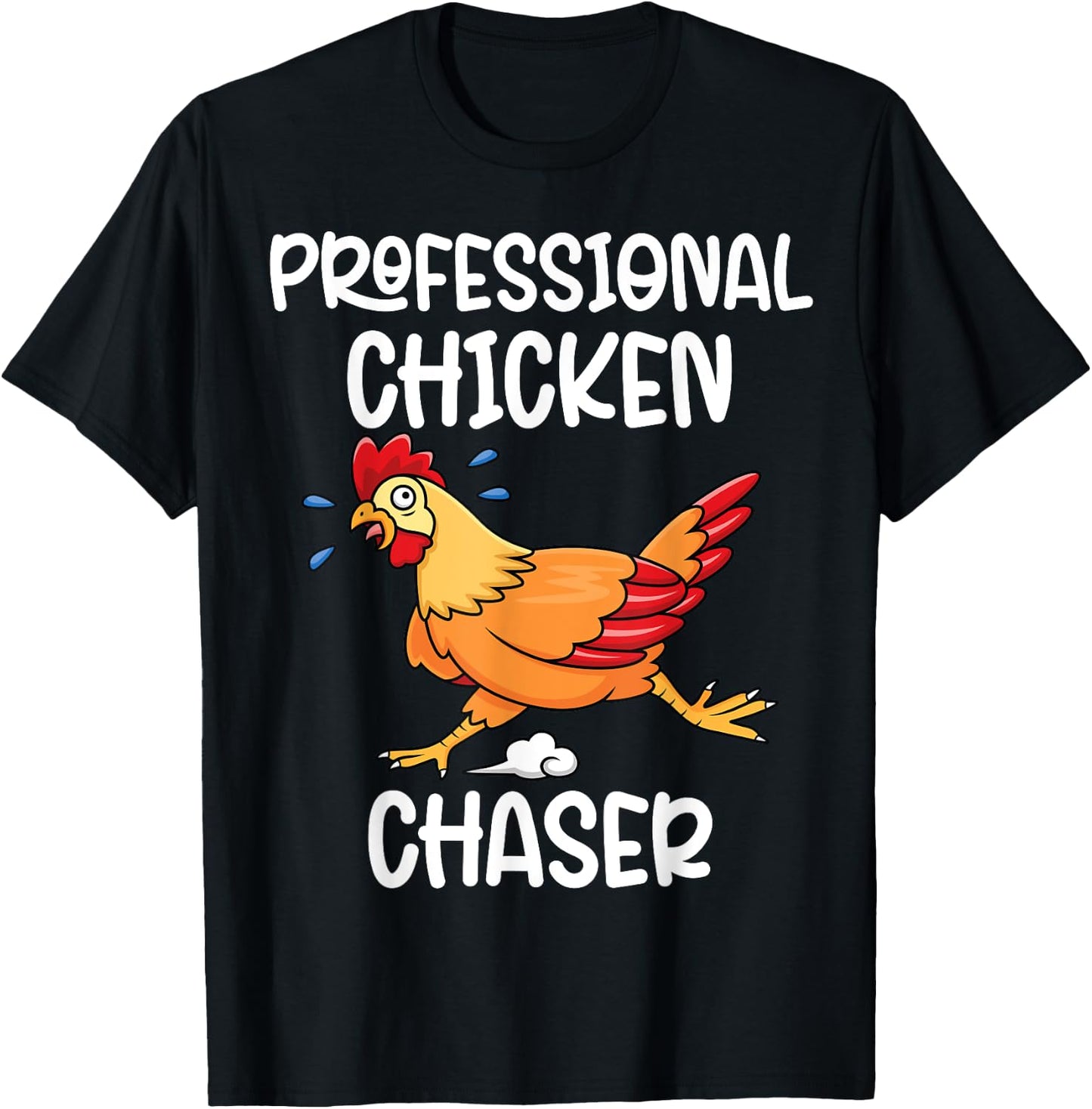 Professional Chicken Chaser Funny Farm Farmer Kids Running T-Shirt - T-Shirt | Black