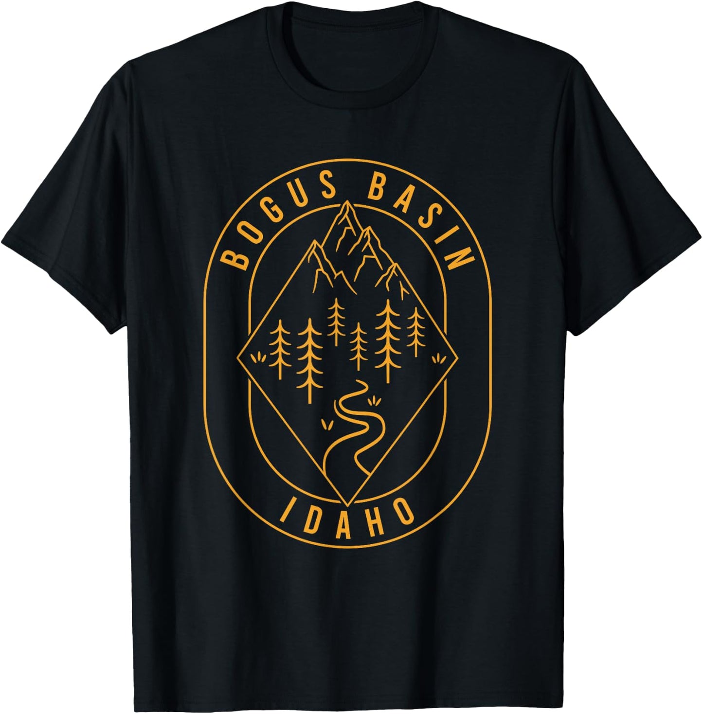Bogus Basin Mountains Idaho Hiking Outdoors Minimal T-Shirt - T-Shirt | Black