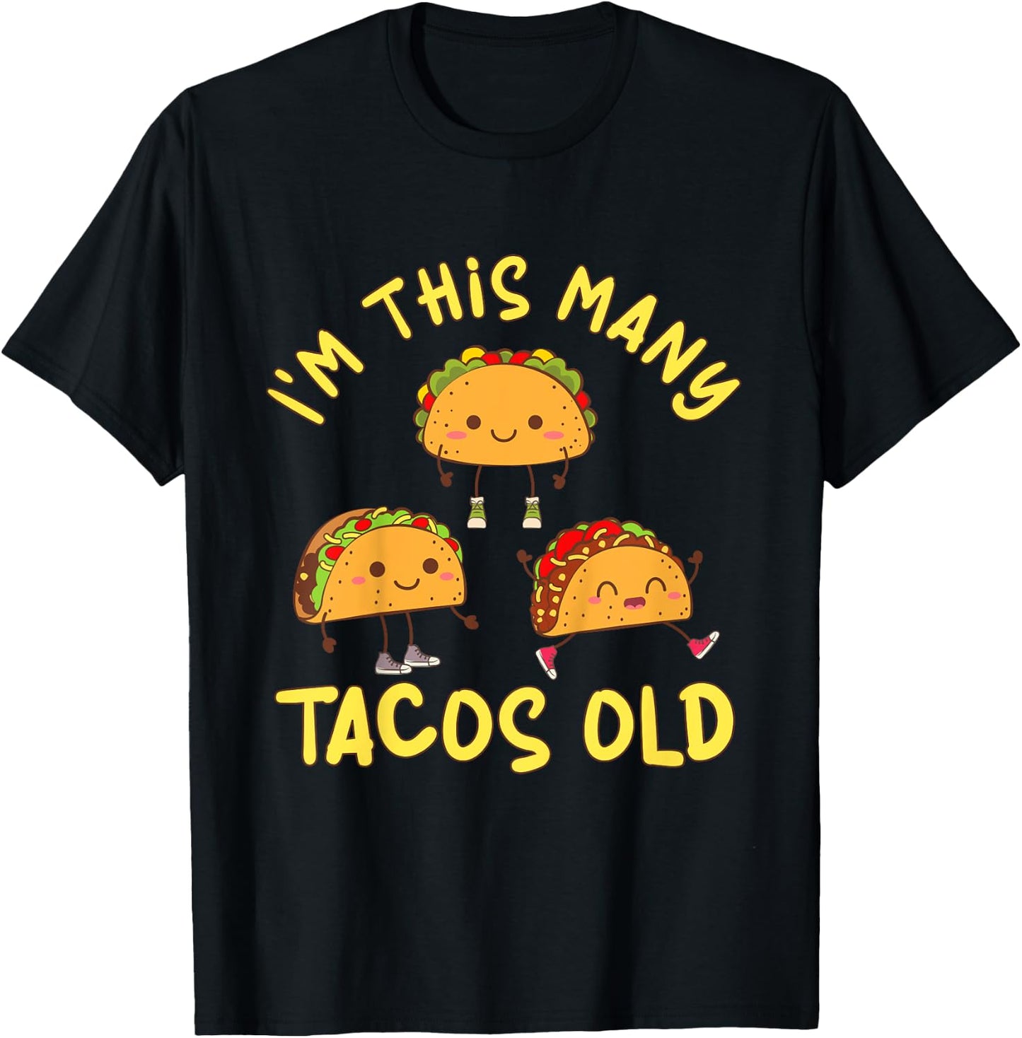 Kids 3 Years Old Boy Tacos Old 3rd Birthday Kids T-Shirt - T-Shirt | Black