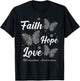 Faith Hope Love Melanoma Awareness Butterfly T-Shirt - T-Shirt | Black
