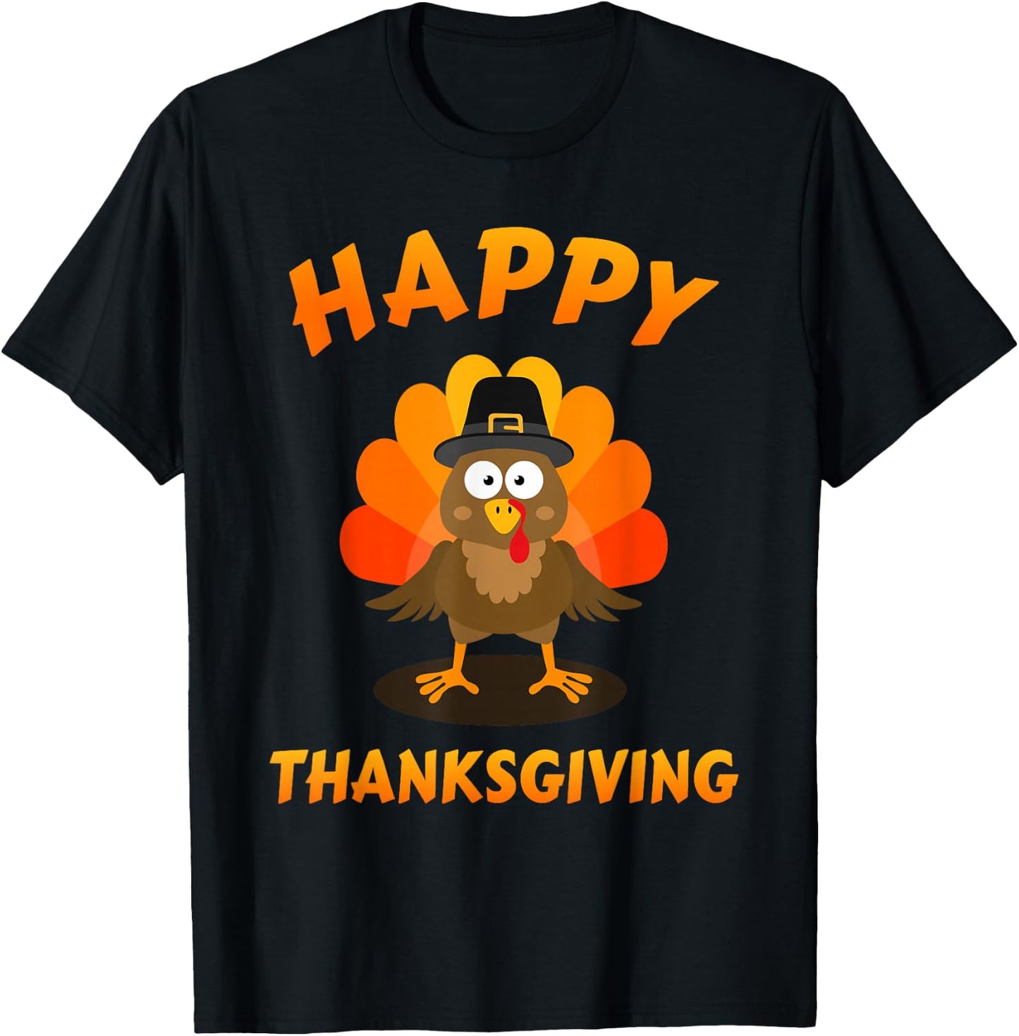 Happy thanksgiving with cute turkey for holiday season T-Shirt - T-Shirt | Black