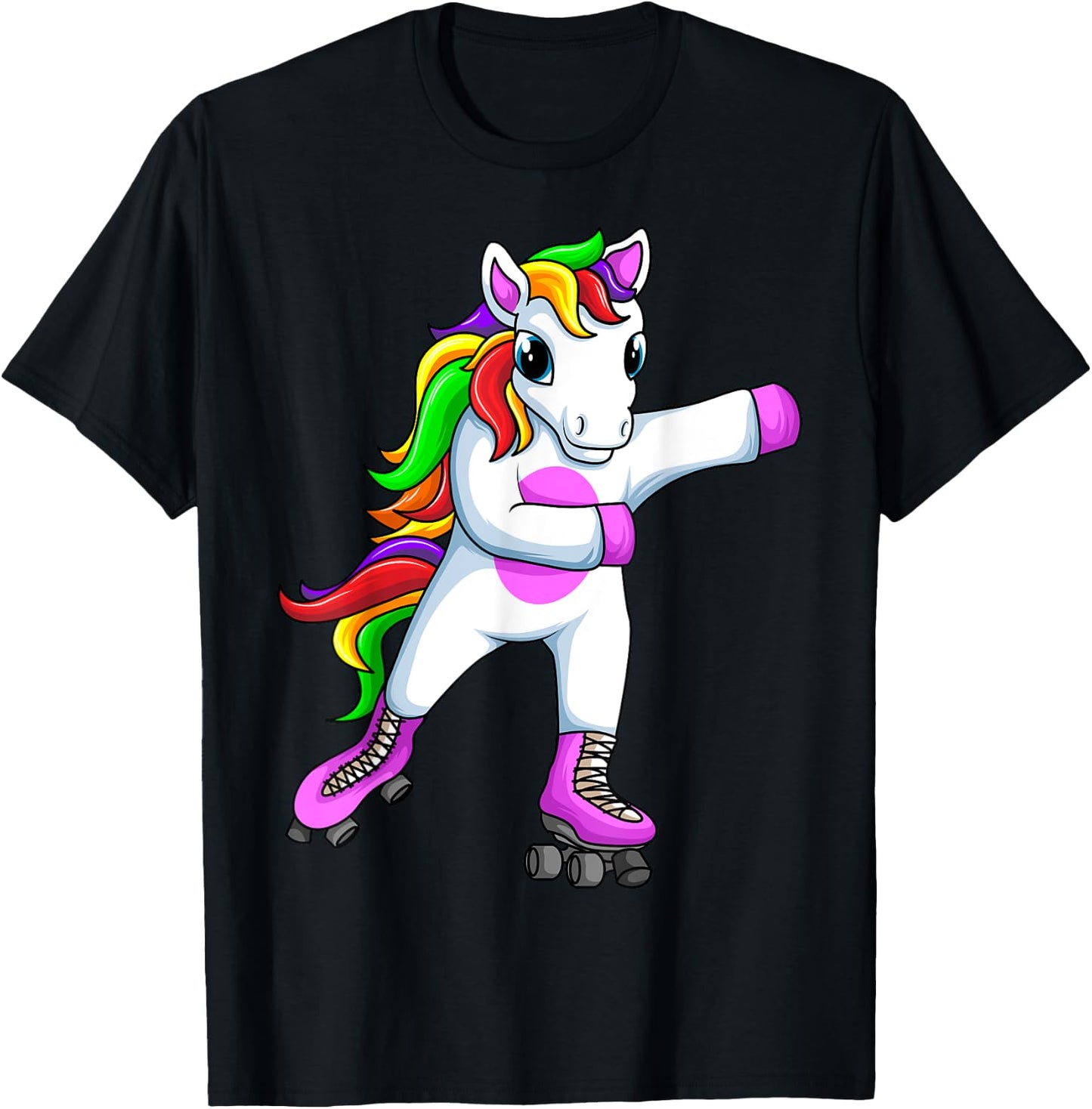 Roller Girl Unicorn Roller Skates Skating Funny Girls T-Shirt - T-Shirt | Black
