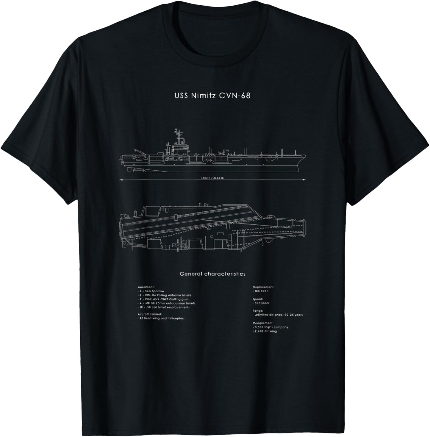 USS Nimitz CVN-68 T-Shirt - T-Shirt | Black