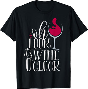 Oh Look It's Wine O'Clock Women Funny Mom Wife Gift Girl T-Shirt - T-Shirt | Black