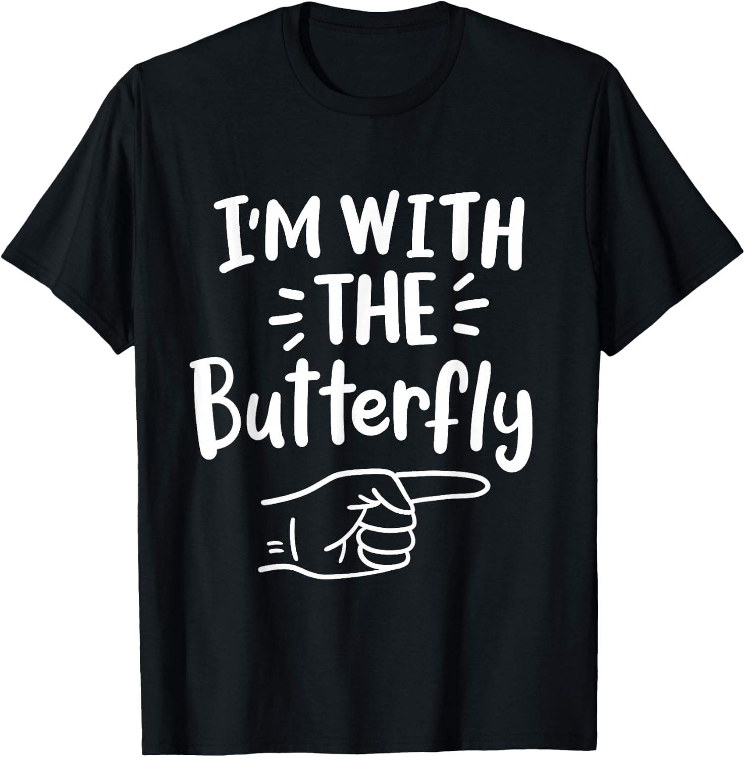 I'm With The Butterfly Halloween Costume Party Couples T-Shirt - T-Shirt | Black