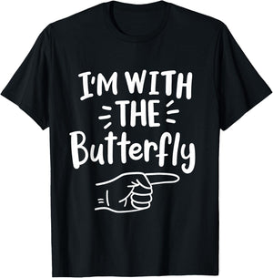 I'm With The Butterfly Halloween Costume Party Couples T-Shirt - T-Shirt | Black