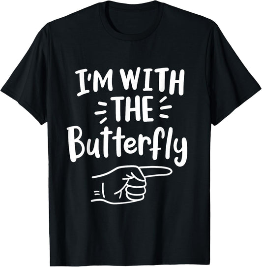 I'm With The Butterfly Halloween Costume Party Couples T-Shirt - T-Shirt | Black