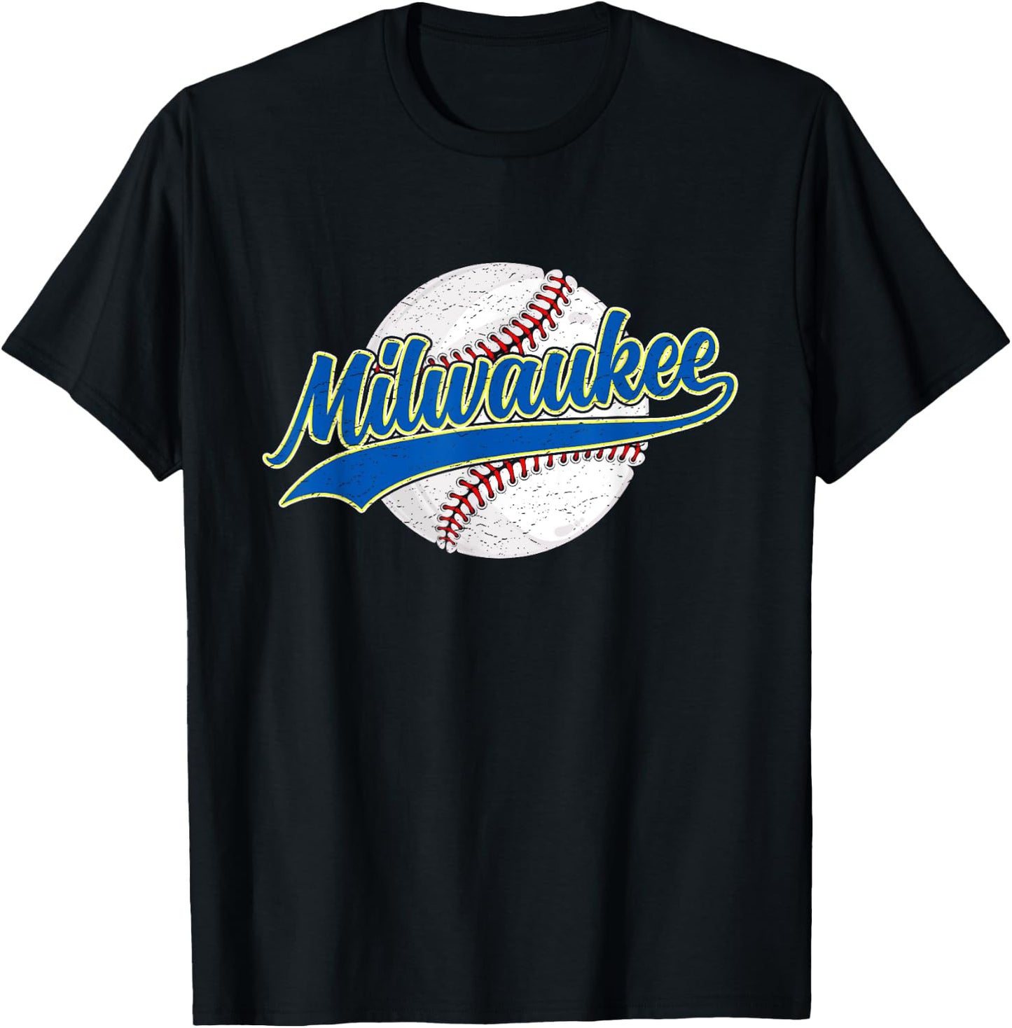 Milwaukee City Vintage Baseball Lover Retro Men Women T-Shirt - T-Shirt | Black