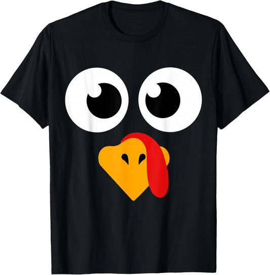 Thanksgiving Shirts Turkey Face Women Kids Men Boys Girls T-Shirt - T-Shirt | Black