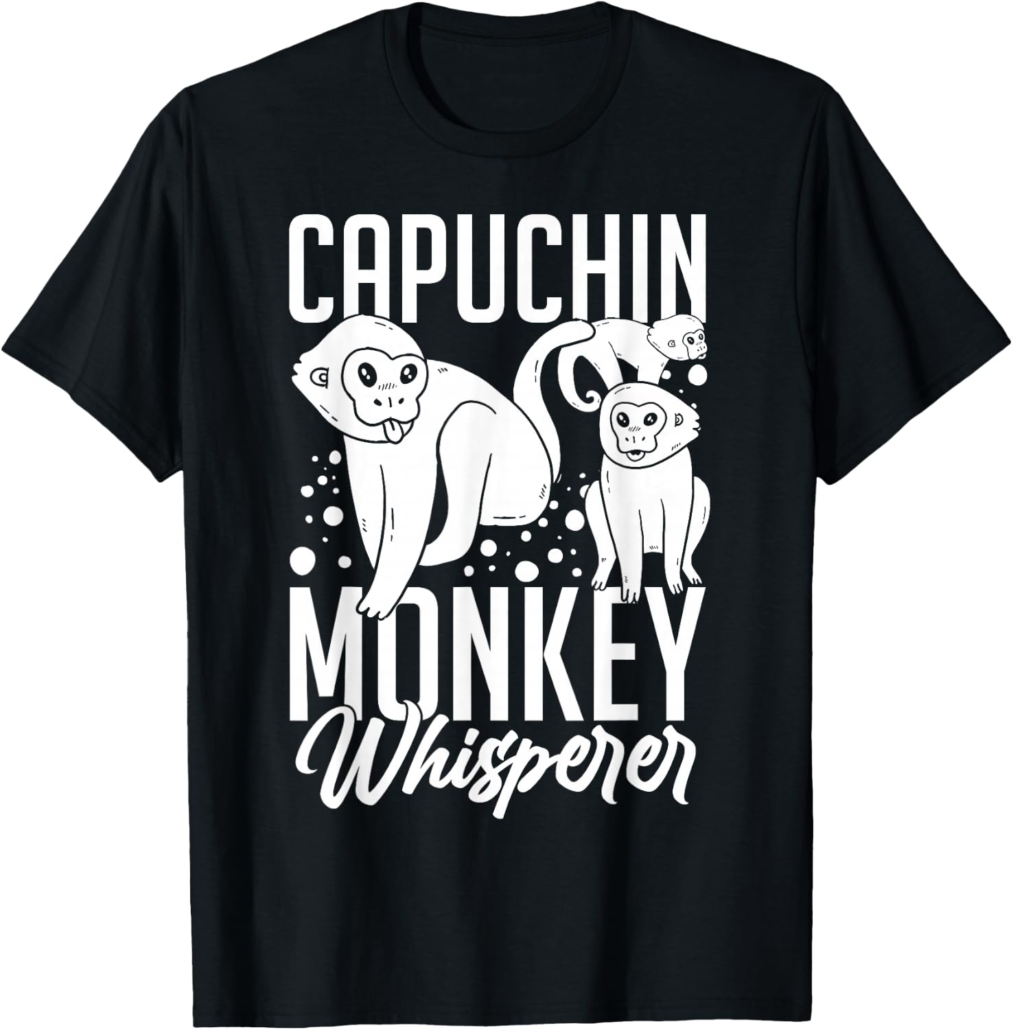 Capuchin Monkey Funny Cute Cage Food Animal T-Shirt - T-Shirt | Black