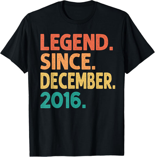 Legend Since December 2016 Men Women Vintage 2016 Birthday T-Shirt - T-Shirt | Black