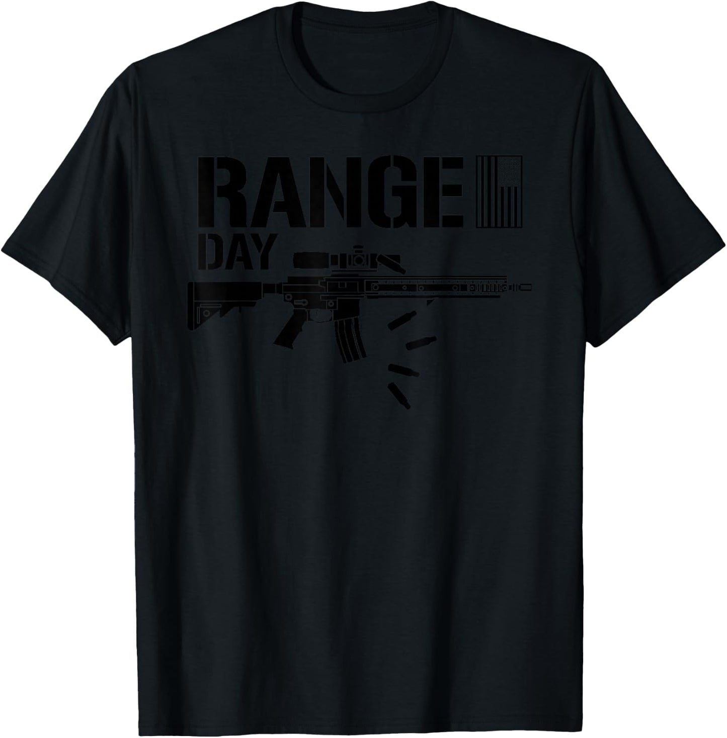 Military Rifle Range Day American Flag Bullet Semi Automatic T-Shirt - T-Shirt | Black