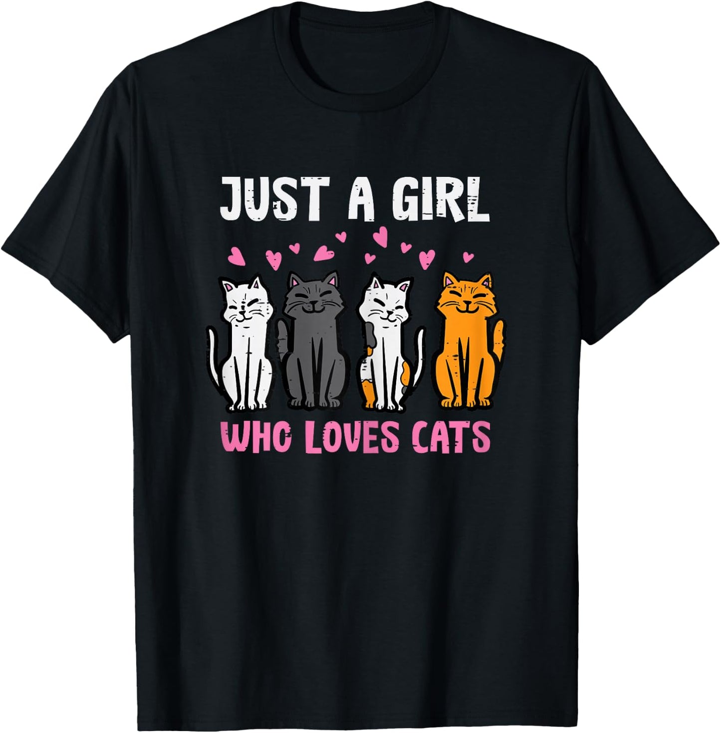 Just Girl Who Loves Cats Funny Women Girls Kids Teens Youth T-Shirt - T-Shirt | Black