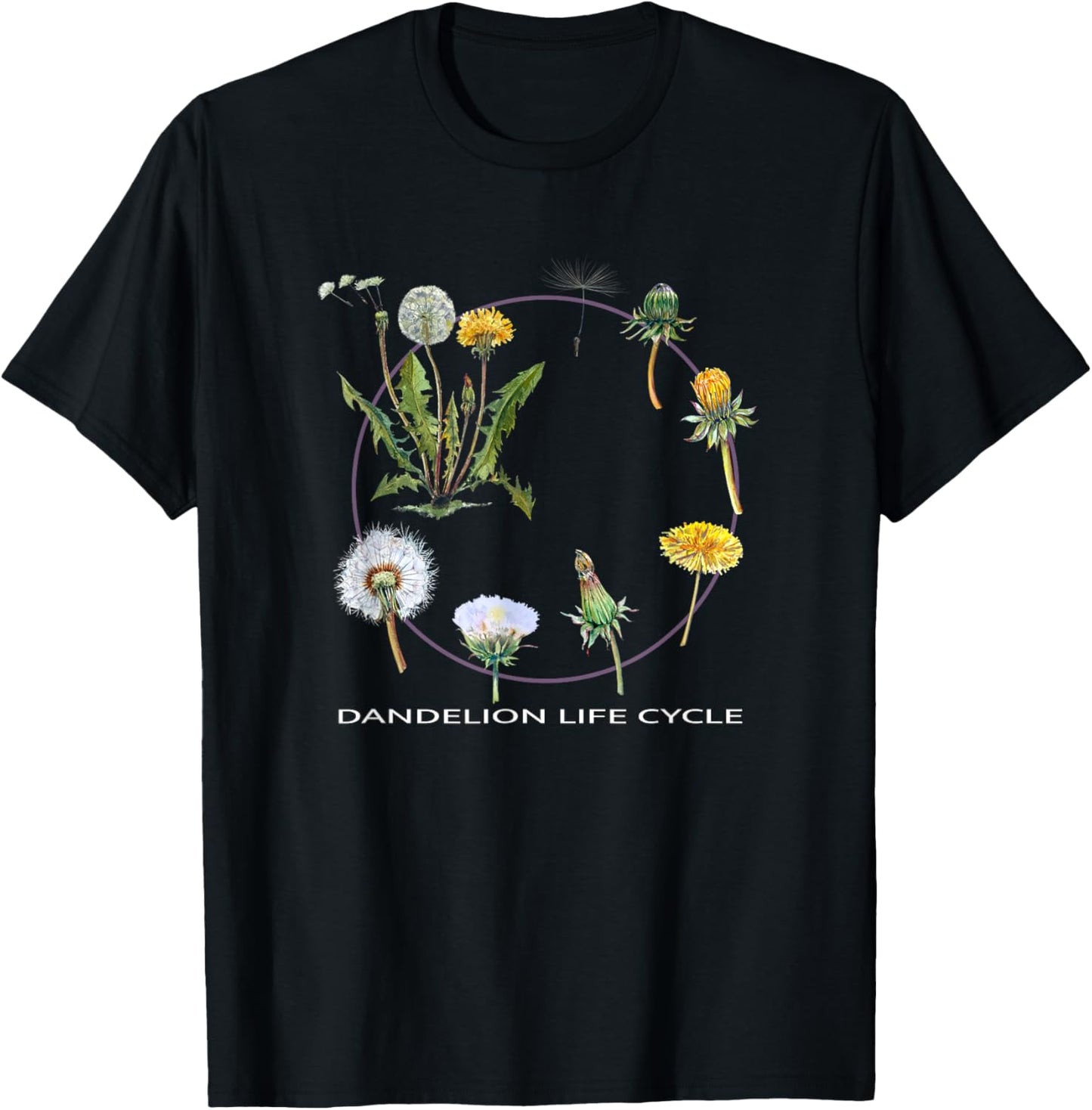 Dandelion Life Cycle Design Gardening Plant Growth Stages Ar T-Shirt - T-Shirt | Black