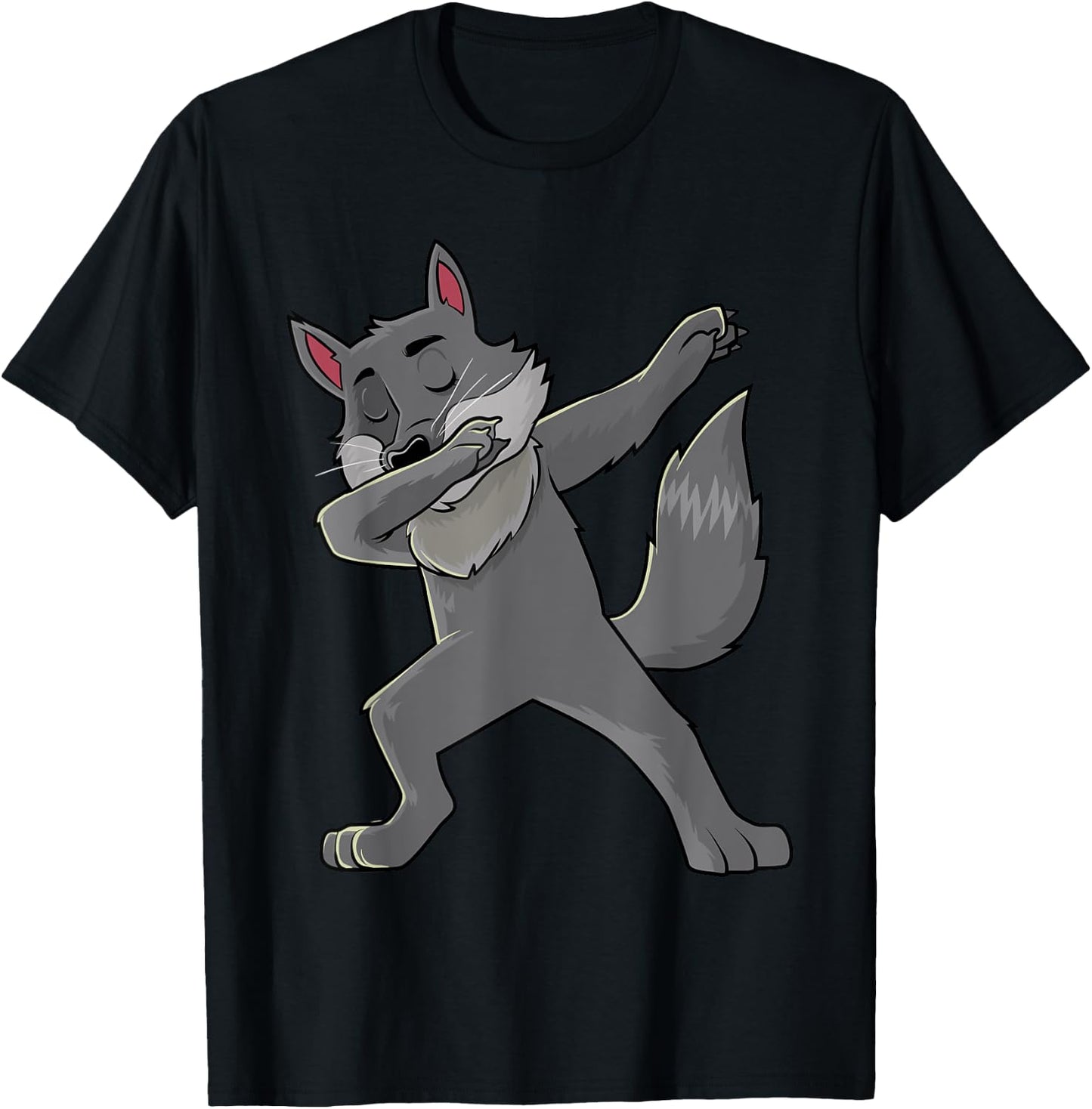 Dabbing Wolf Wolves Animal Lover Men Women Kids T-Shirt - T-Shirt | Black