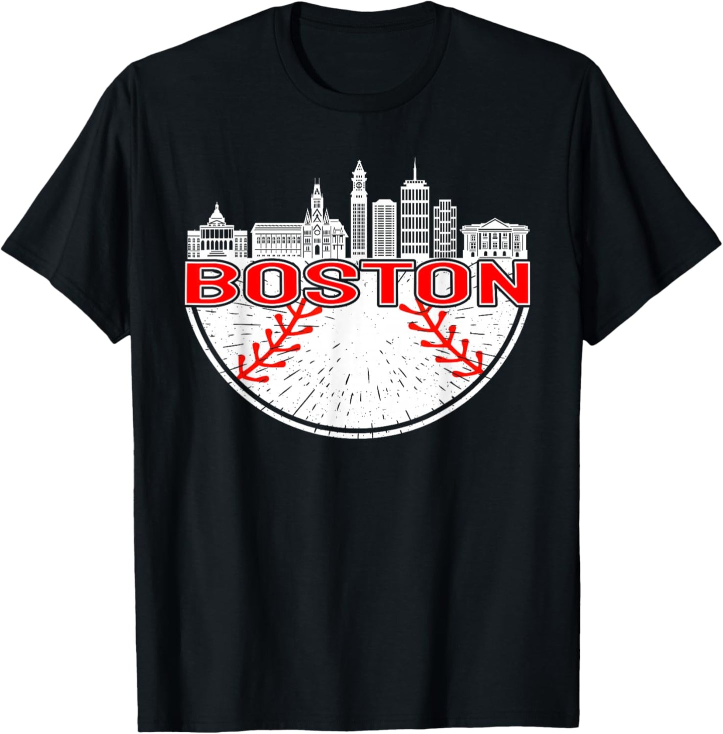 Vintage Style Boston Baseball and Men T-Shirt - T-Shirt | Black