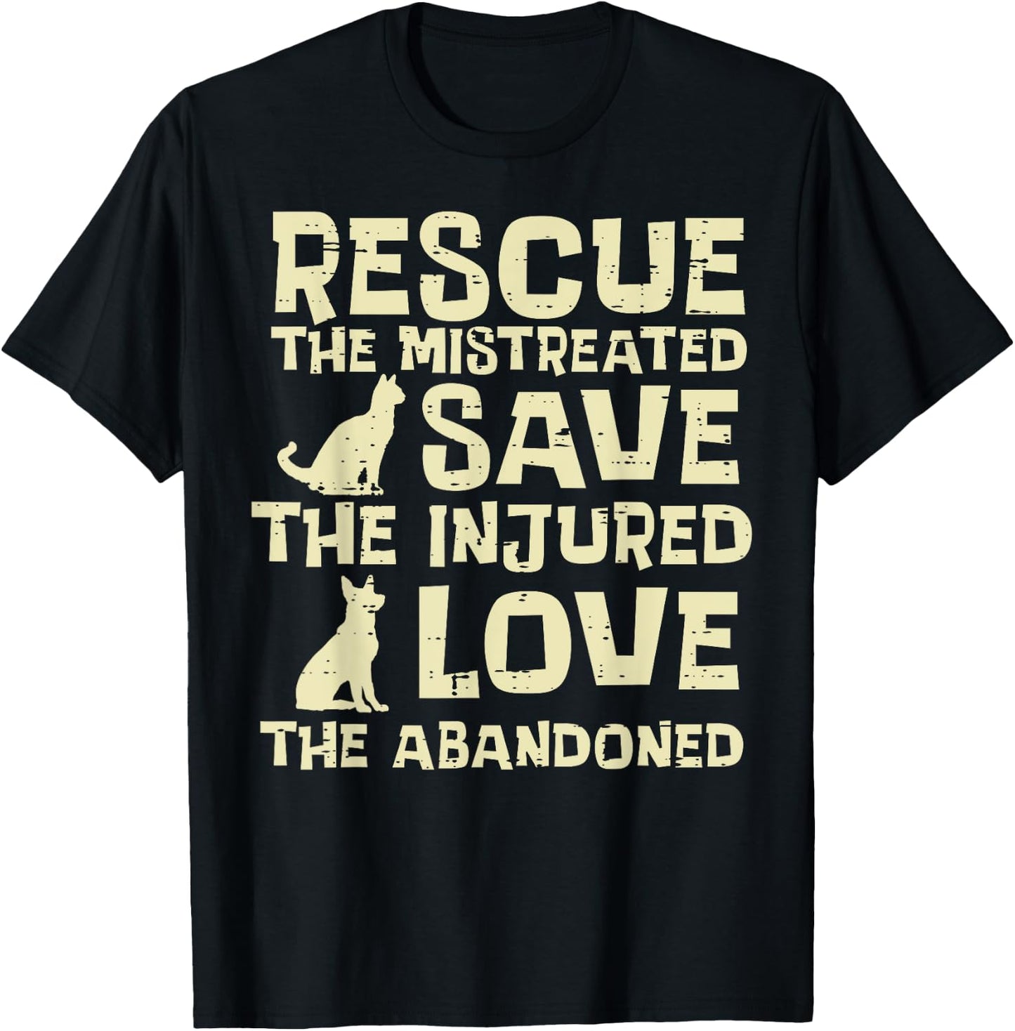 Rescue Mistreated Save Love Dog Cat Animal Pet Men Women Kid T-Shirt - T-Shirt | Black