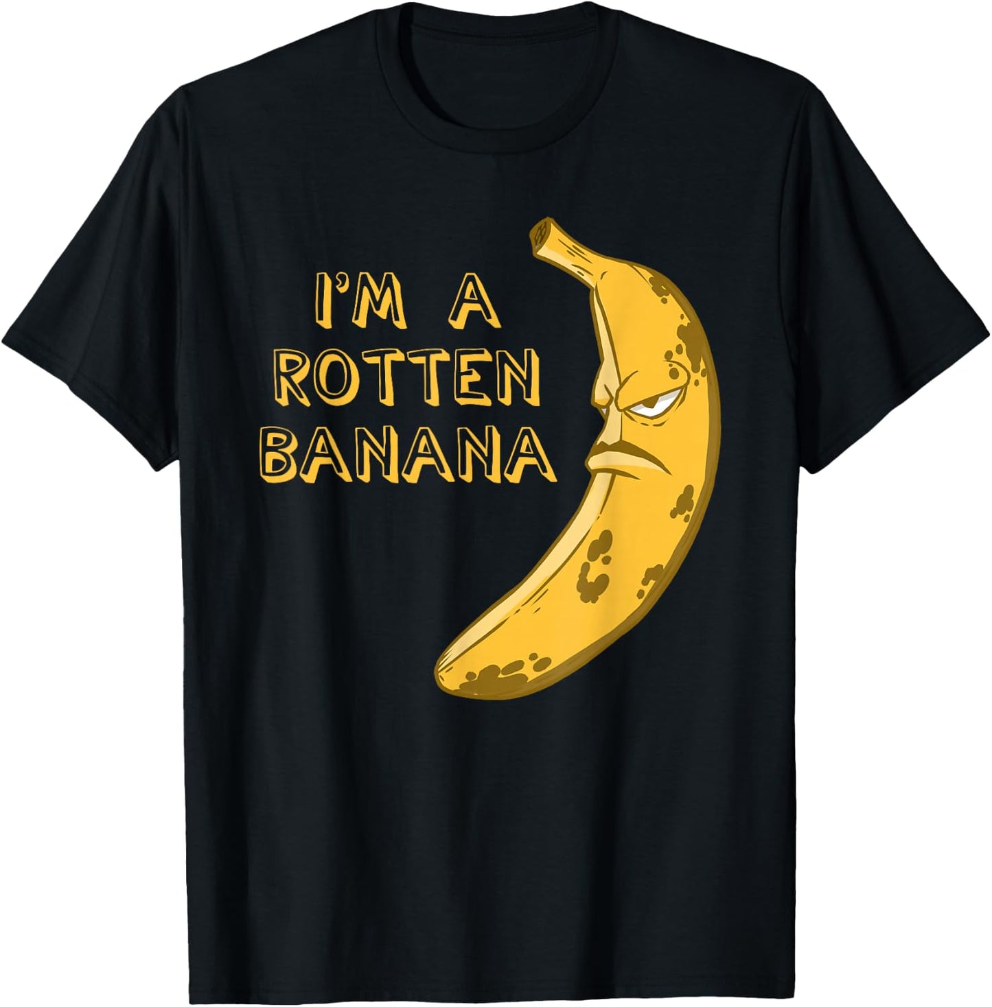 Banana Rotten Brown Frowning Face Fruit Lover T-Shirt - T-Shirt | Black