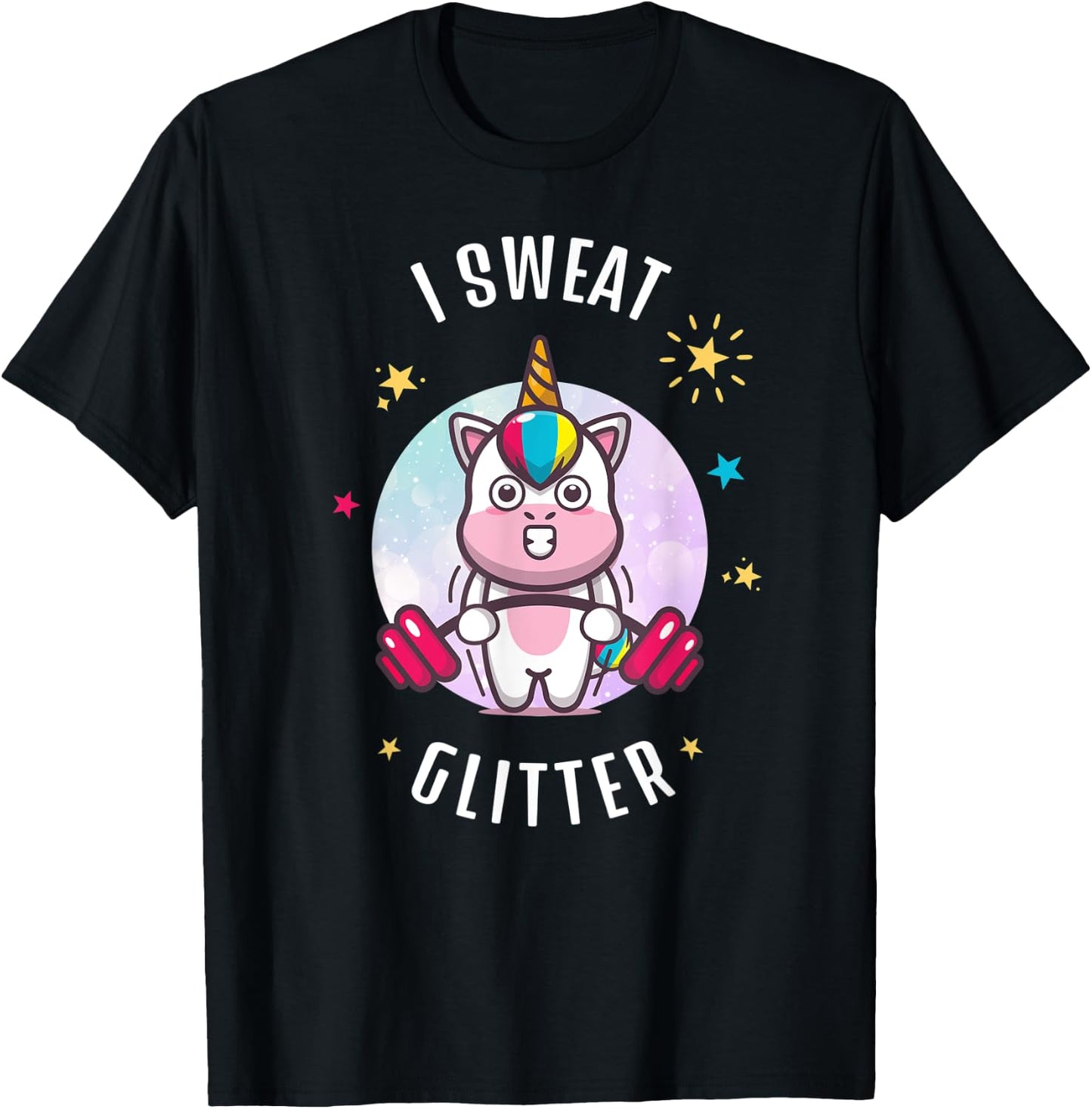 I Sweat Glitter - Funny Unicorn Sassy Fitness Workout T-Shirt - T-Shirt | Black