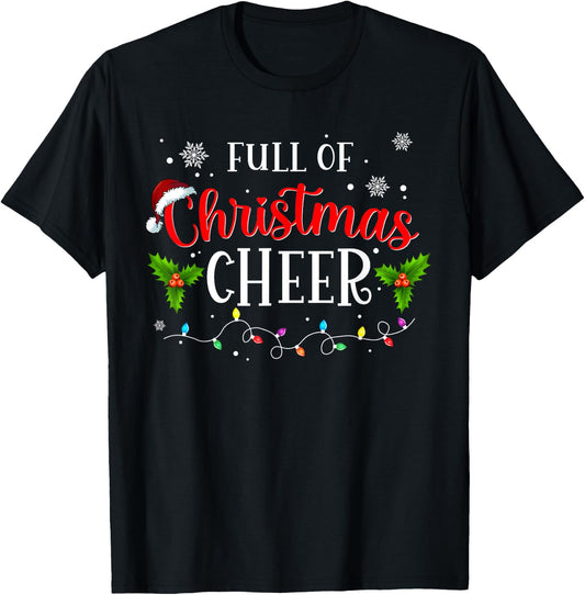 Full Of Christmas Beer And Christmas Cheer Couple Matching T-Shirt - T-Shirt | Black