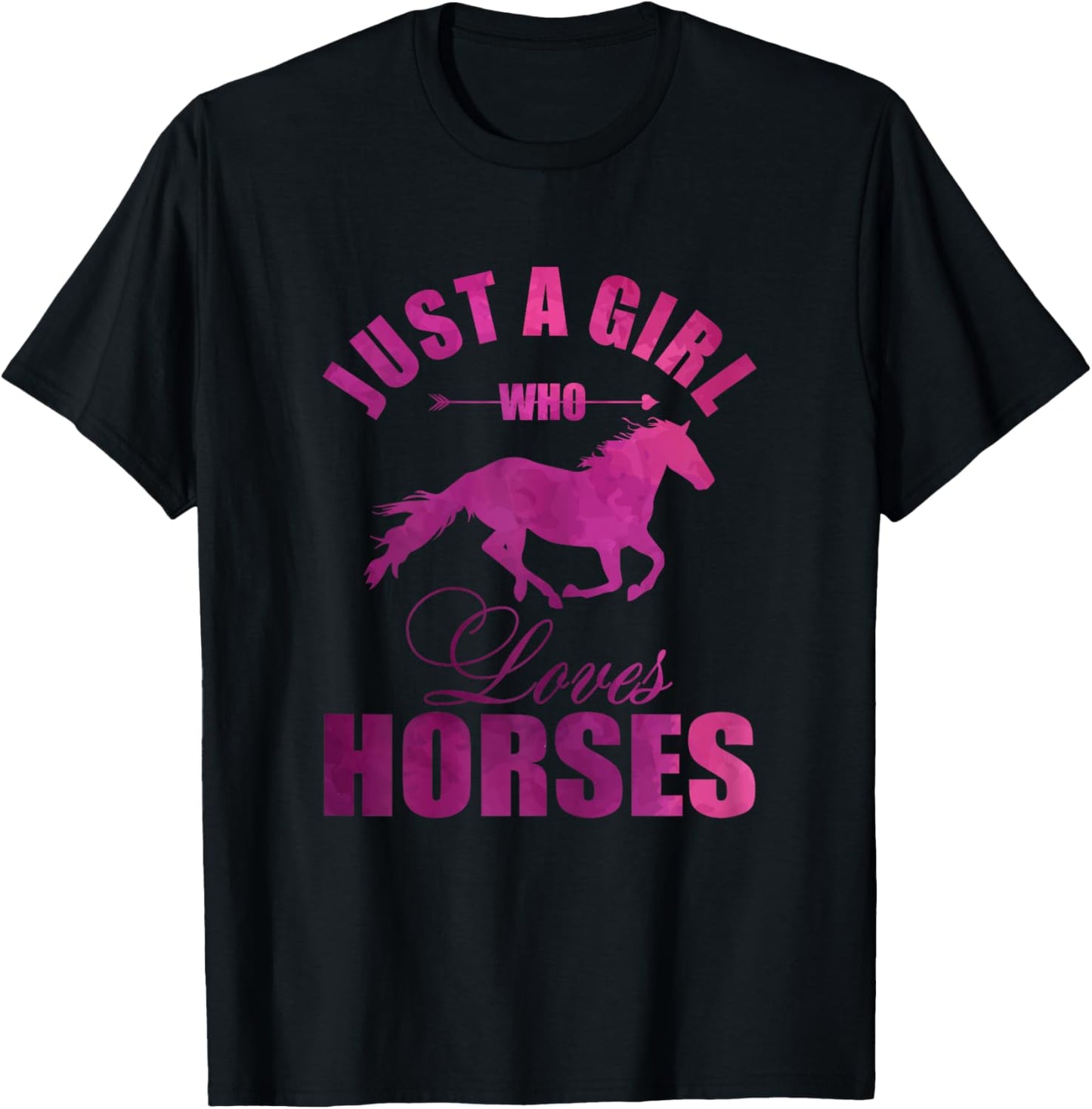 Just A Girl Who Loves Horses Watercolor Horse T-Shirt - T-Shirt | Black