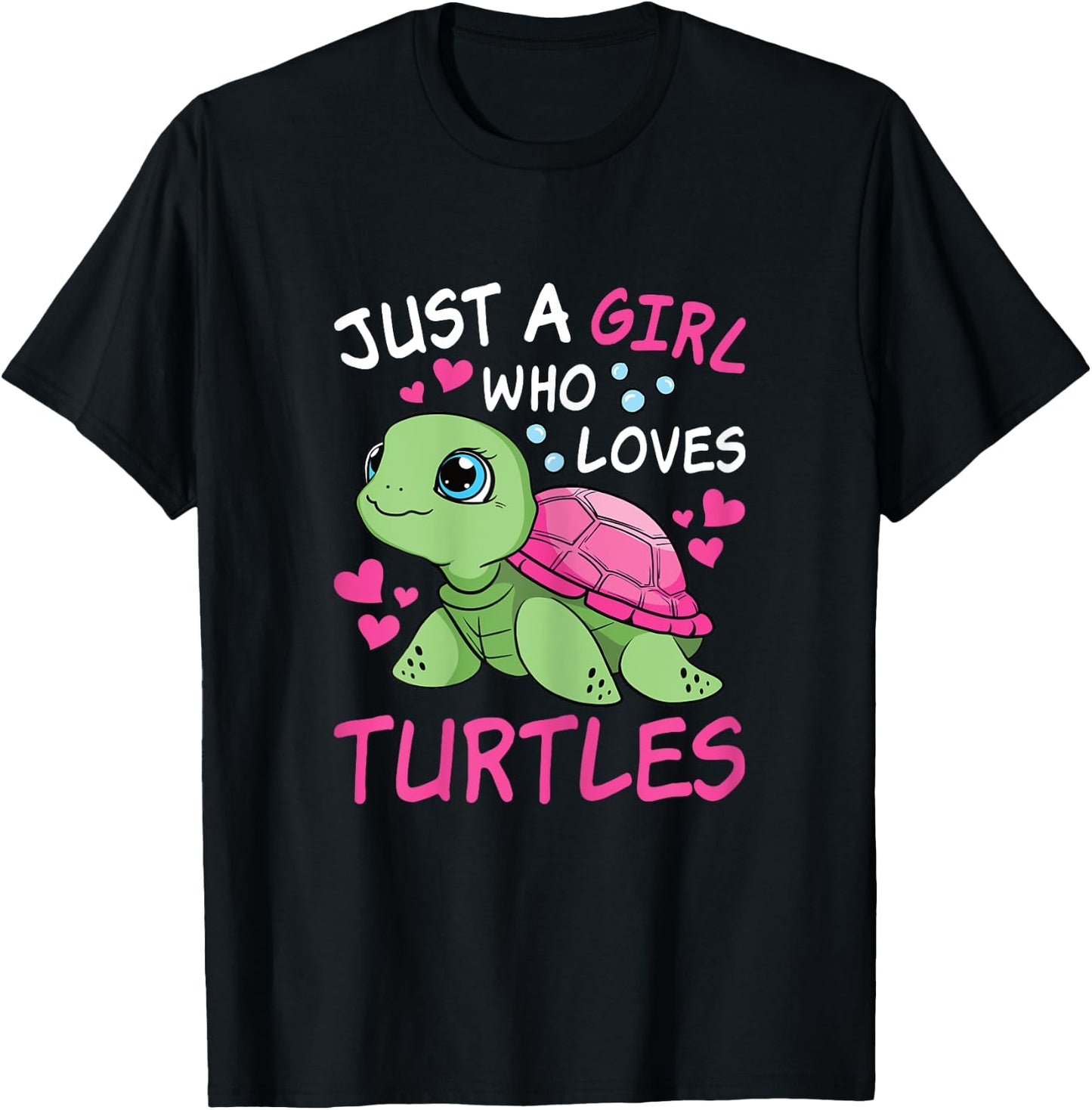 Just A Girl Who Loves Turtles Ocean Animal Sea Turtle Kids T-Shirt - T-Shirt | Black