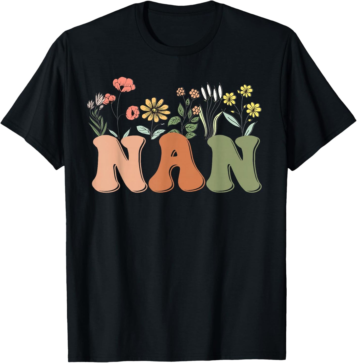 Wildflowers Nan Floral Mother's Day Nan T-Shirt - T-Shirt | Black