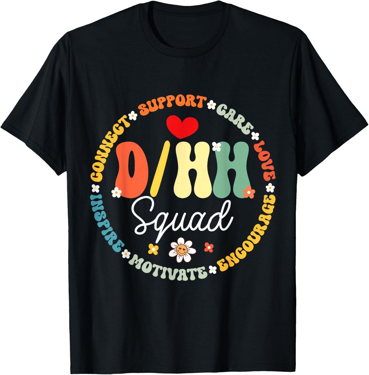 D/HH Squad Teacher Teachers Groovy ASL Interpreter T-Shirt - T-Shirt | Black