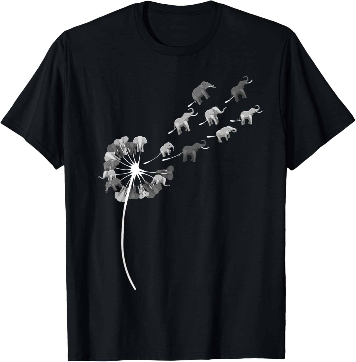 Dandelion Elephants Stuff for Elephant Lover | Elephant T-Shirt - T-Shirt | Black