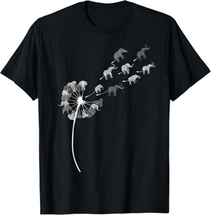 Dandelion Elephants Stuff for Elephant Lover | Elephant T-Shirt - T-Shirt | Black