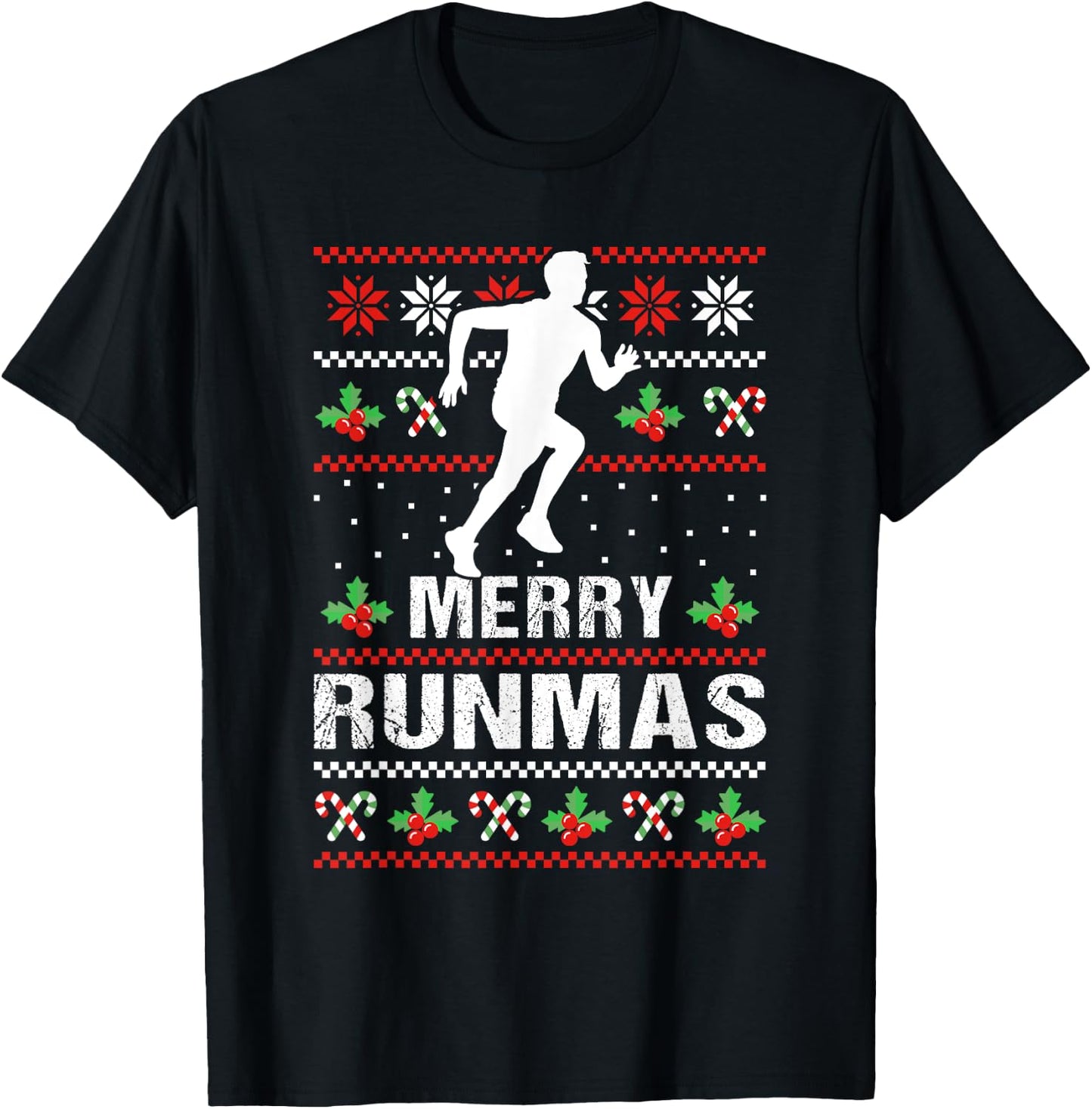 Marathon Merry Runmas Xmas Runner T-Shirt - T-Shirt | Black
