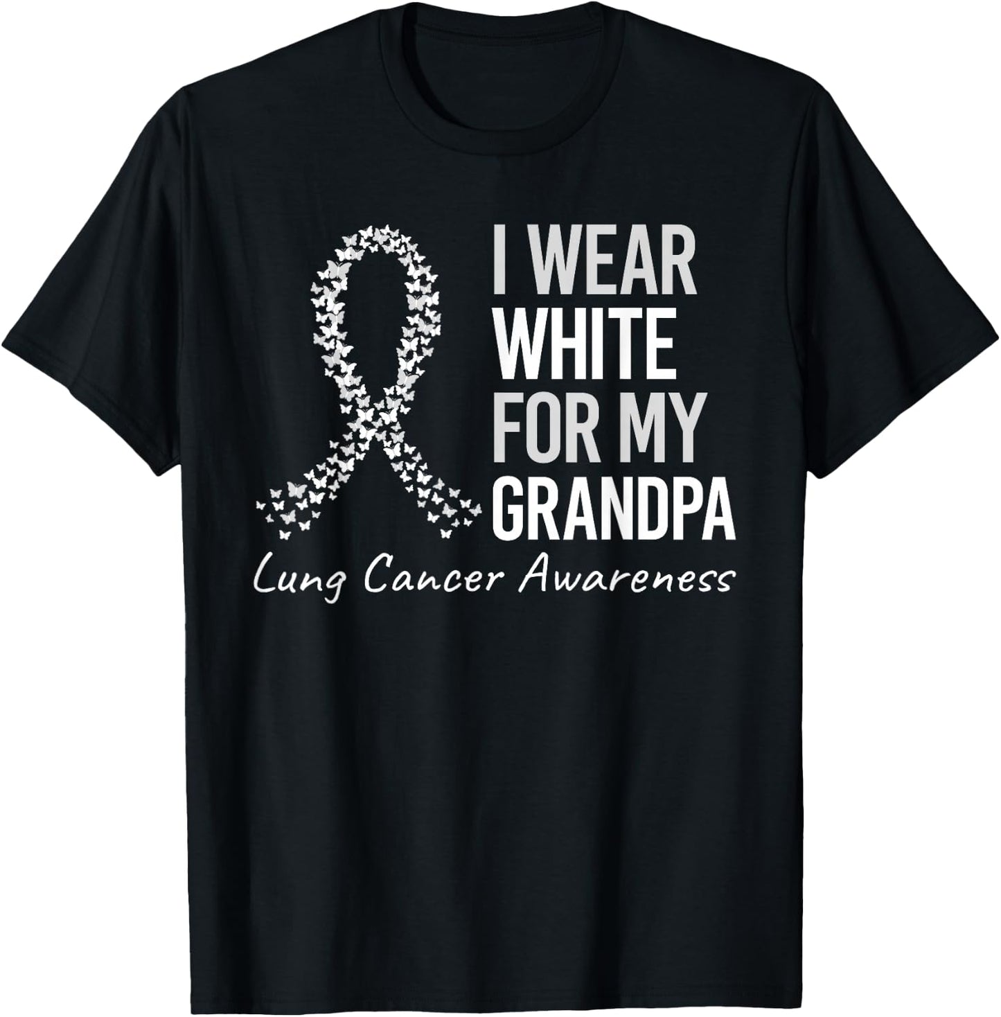 I Wear Grandpa For My Aunt Lung Cancer Awareness Warrior T-Shirt - T-Shirt | Black
