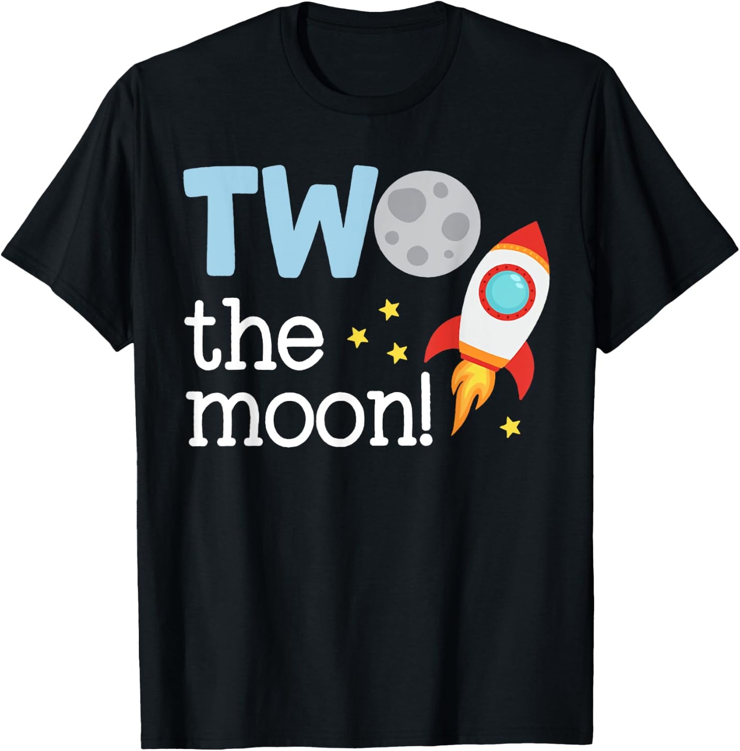 Two The Moon Toddler 2nd Birthday Gift 2 Year Old Bday Party T-Shirt - T-Shirt | Black