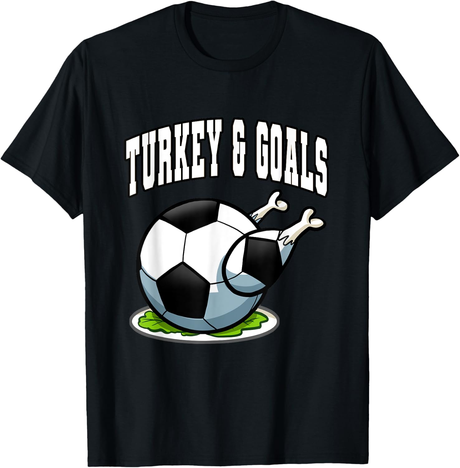 Thanksgiving Soccer Turkey Goals Men Boys T-Shirt - T-Shirt | Black