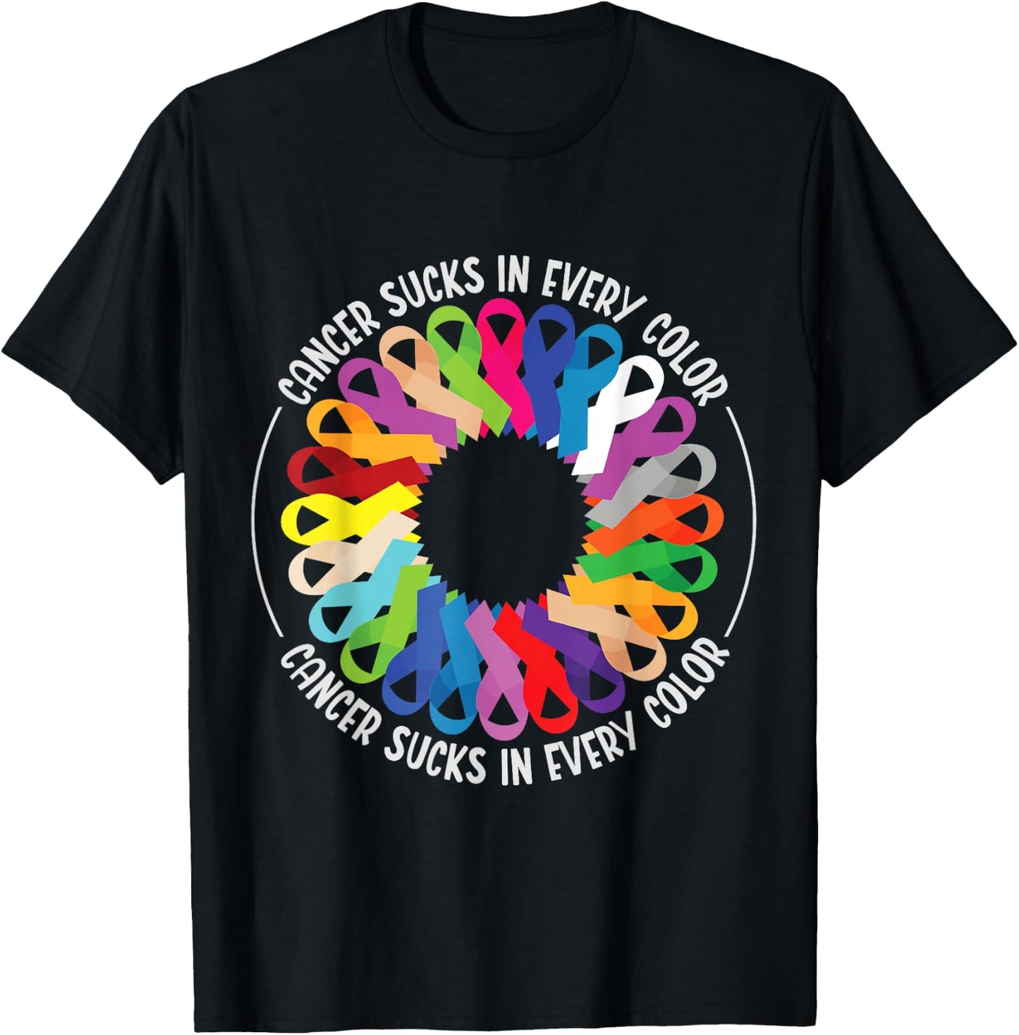 Cancer Sucks In Every Color Fighter | Funk Cancer T-Shirt - T-Shirt | Black
