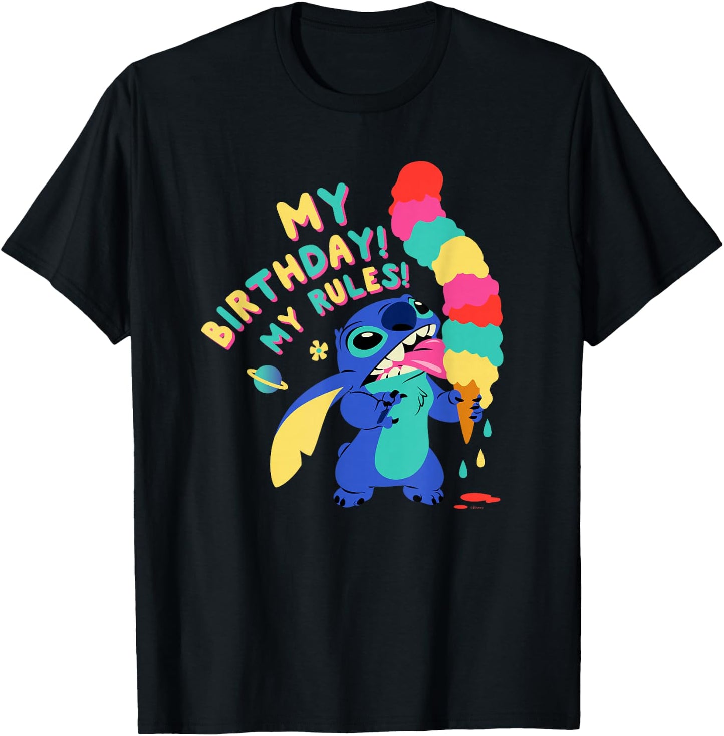 Disney Lilo & Stitch Ice Cream Cone My Birthday! My Rules! T-Shirt - T-Shirt | Black