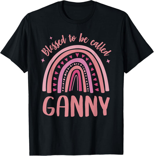 Ganny for Grandma Women Mother's Day Blessed Ganny T-Shirt - T-Shirt | Black