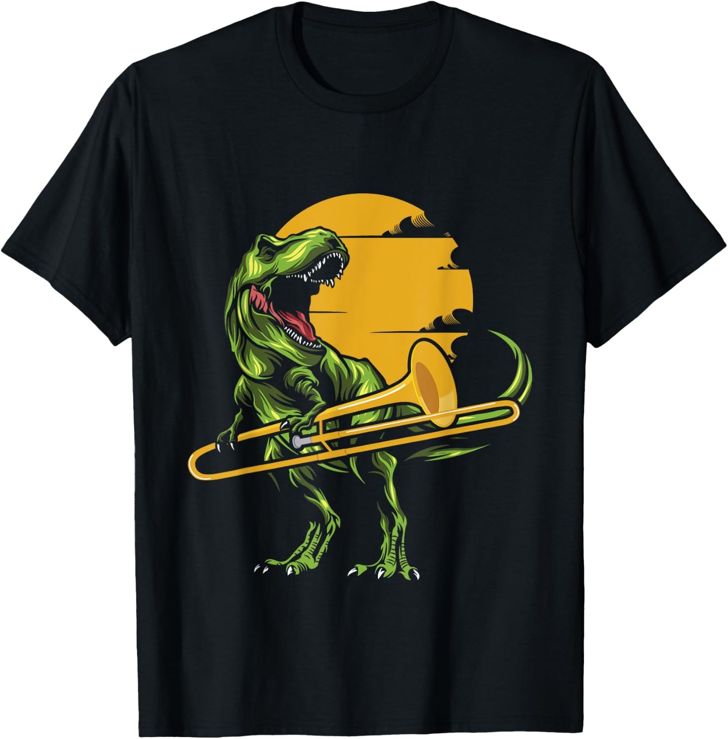 T Rex Trombone Player - Dino Trombonist Jazz Music Lover T-Shirt - T-Shirt | Black