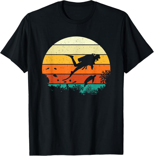 Retro Vintage Scuba Diver - Scuba Diving Ocean T-Shirt - T-Shirt | Black