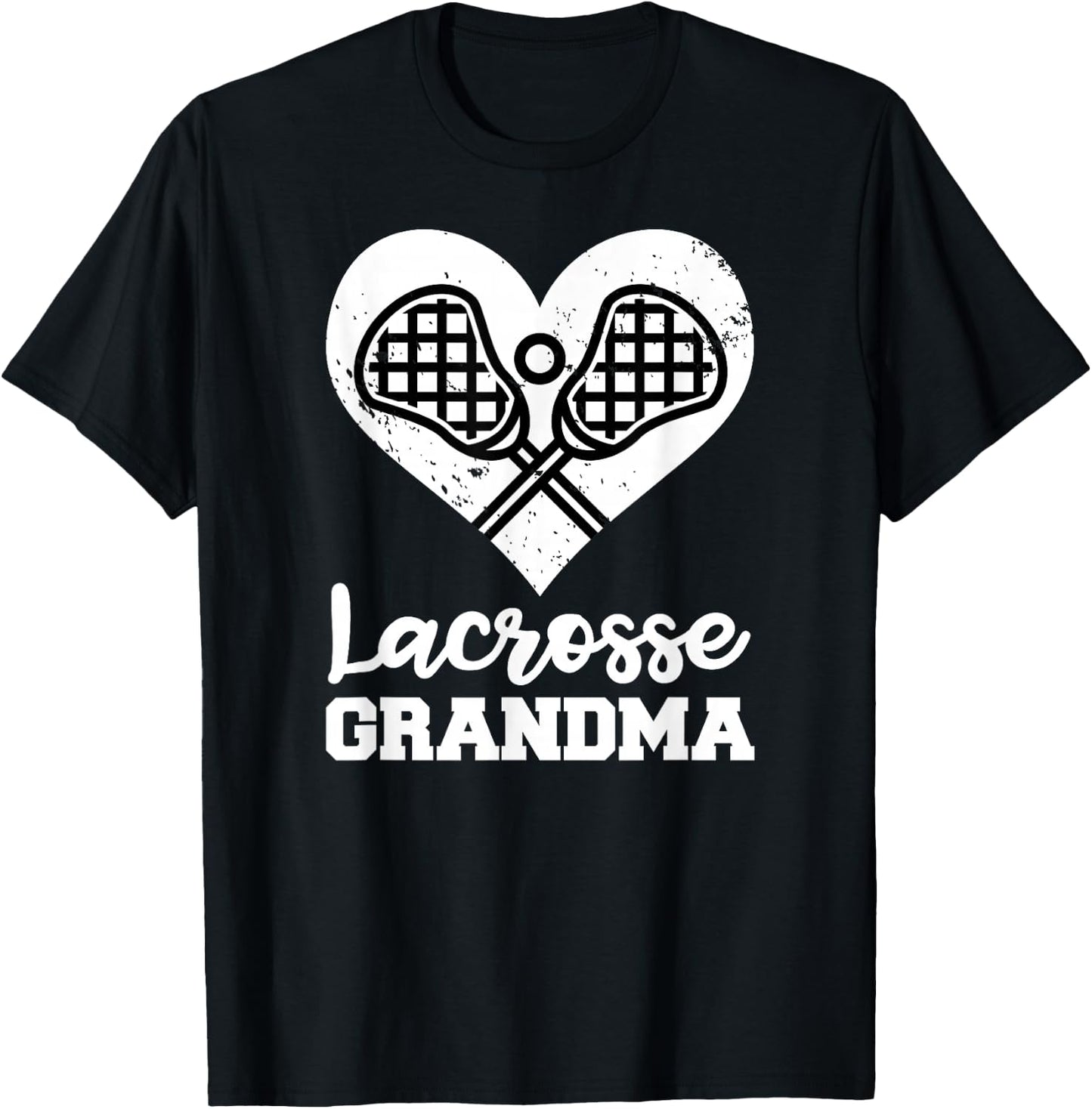 Lacrosse Grandma Heart Funny Lacrosse Player Grandma T-Shirt - T-Shirt | Black