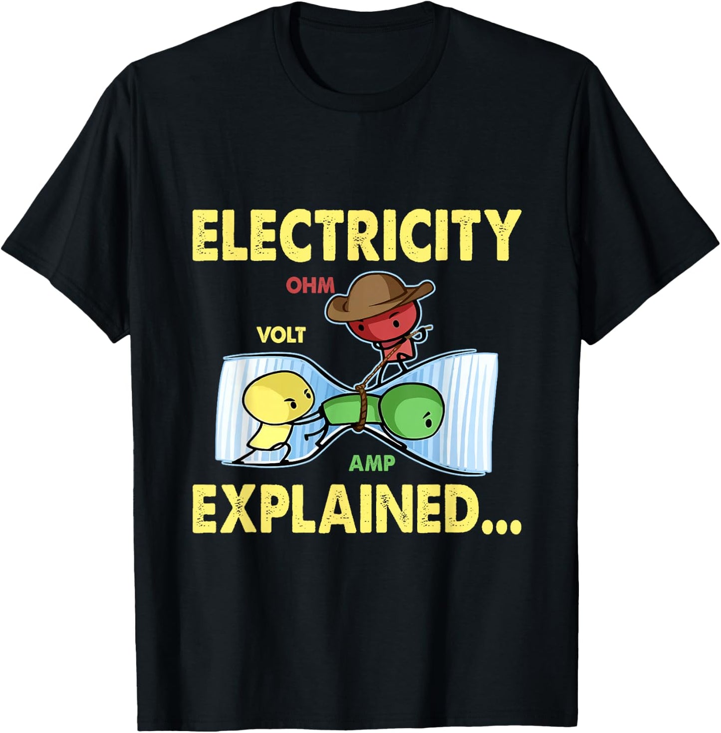 Electricity Explained Volt Ohm Amp Electrician Science T-Shirt - T-Shirt | Black