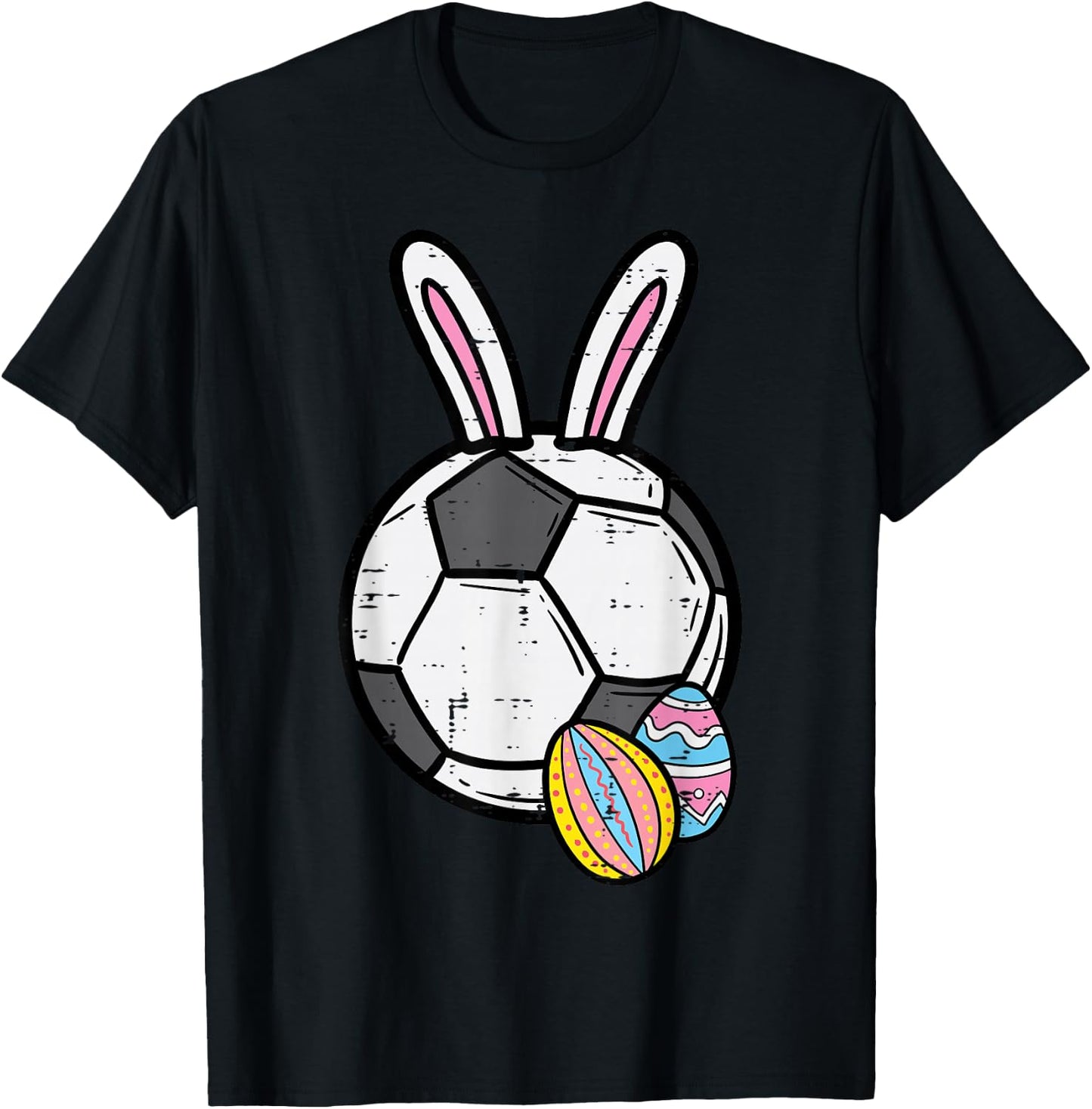 Easter Soocer Ball Bunny Football Sports Men Boys Kids Teens T-Shirt - T-Shirt | Black